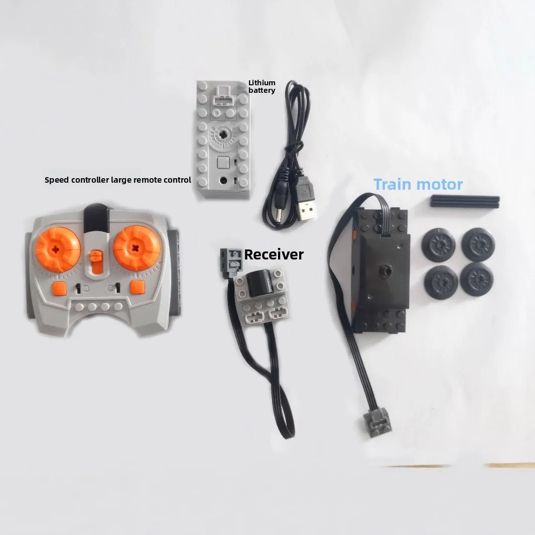 Bloques de construcción MOC de potencia compatibles, Motor de tren PF, polea, placa base, accesorios, juego de baterías de litio