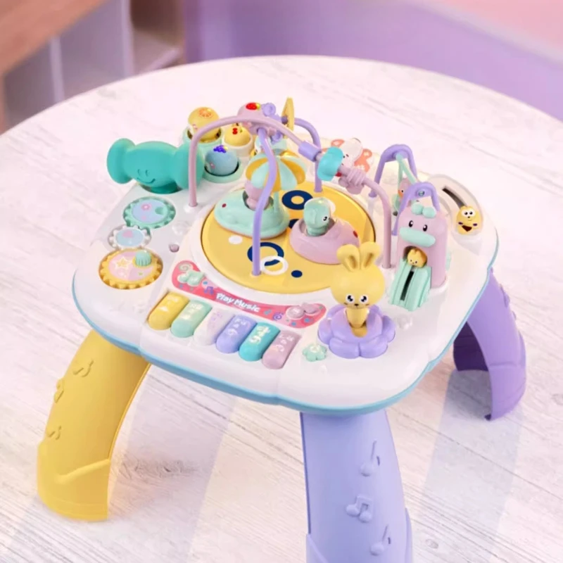 

Baby Learning Activity Table, Multi-Functional Educational Play Desk for Toddlers, Smooth Edges, Non-Toxic Safe and Durable