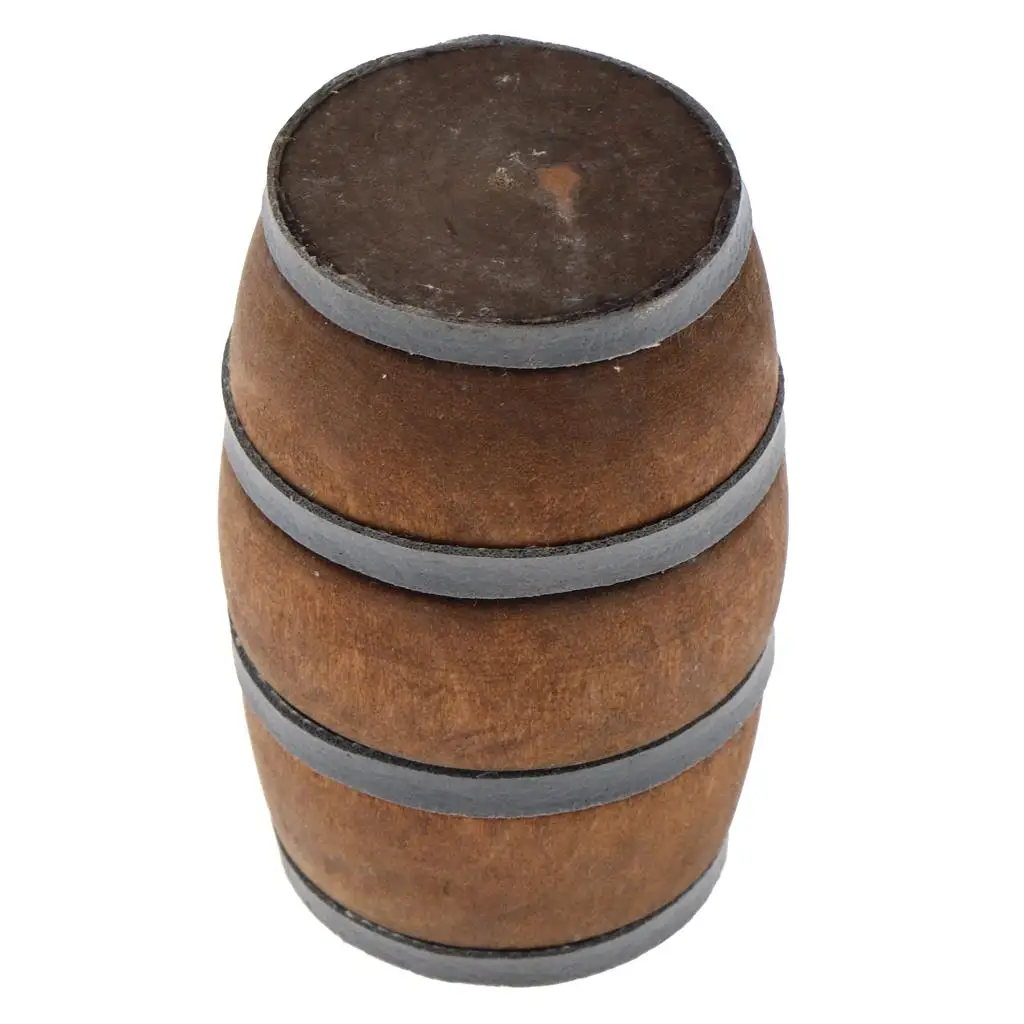 Balde de madeira de barril vintage em miniatura para casa de bonecas: escala 12 marrom