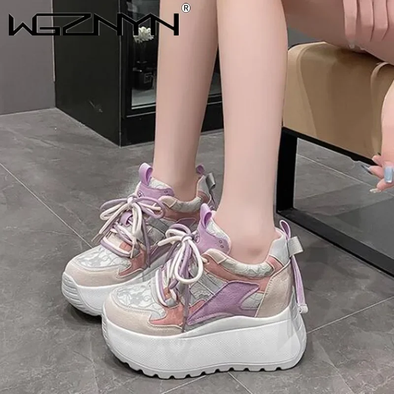 10CM Autumn Chunky Sneakers Fashion Women Shoes Breathable Female Sport Shoes Casual Platform Sneakers Woman Zapatillas De Mujer