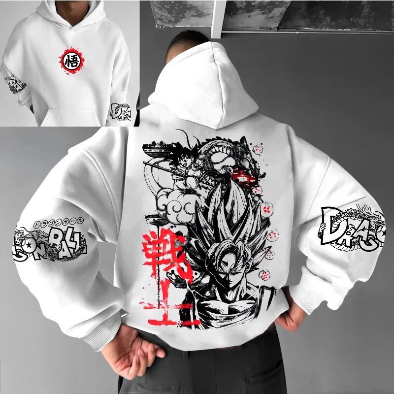 

Мужские толстовки с принтом японского аниме Dragon Ball Z Goku, осень-зима, мужская одежда большого размера из чистого хлопка, уличная одежда в стиле Харадзюку Y2K