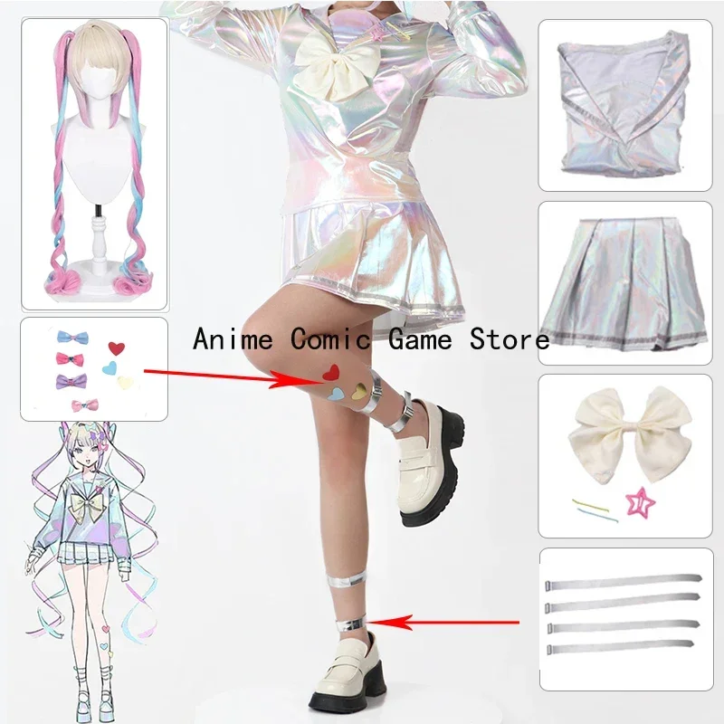 

Game NEEDY GIRL OVERDOSE KAngel Cosplay Costumes Wig Lolita Dress Laser JK Sailor School Uniform Halloween Party for Women Girls