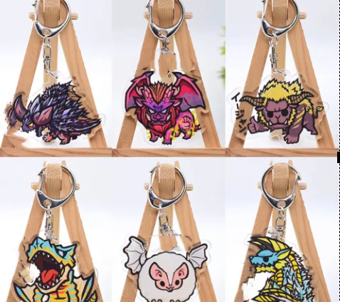 FACTORY STORE 6cm Game Monster Hunter Wholesale Classic Acrylic Keychain Student Bag Small Pendant Small Gift Decoration