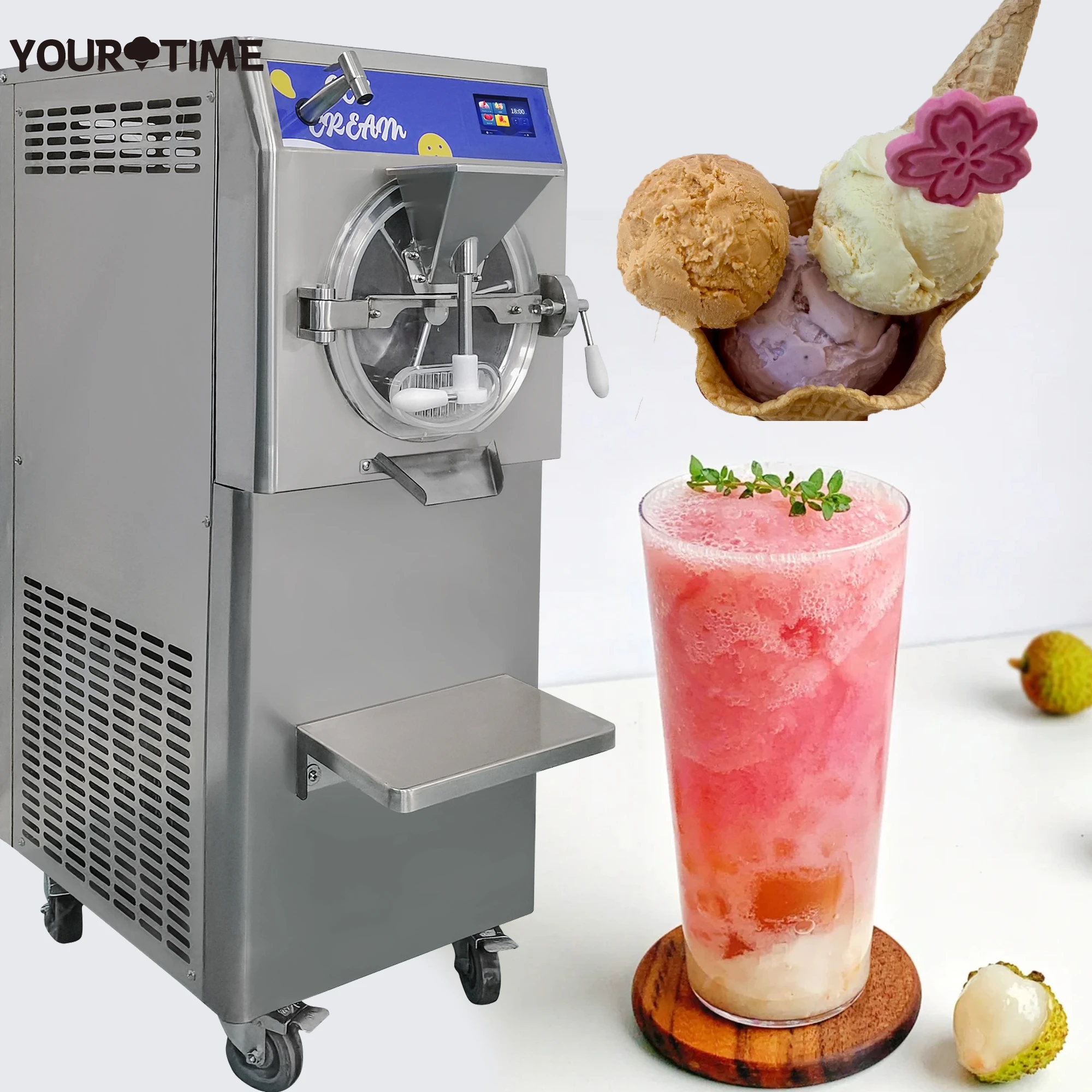 Yourtime EE. UU. En stock 48L/H 5 programas Máquina de helado horizontal sin lácteos Máquinas de crema batida artesanal Gelato Yogur helado