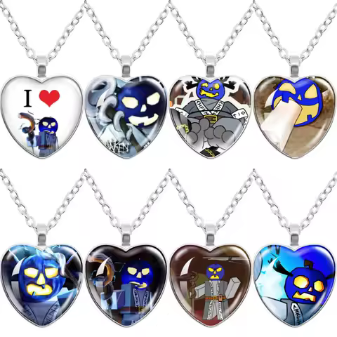 Game FORSAKEN Cartoon Characters Dusekkar Funny MeMe Glass Heart Shape Pendant Necklace Jewelry Charm Collect Gift
