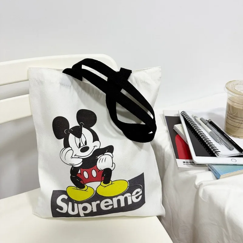 Disney Mickey Canvas Bag Large Capacity Female Student School Bag Tutorial Handbag Donald Duck Cute