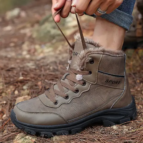 पुरुषों के लिए स्नो बूट्स, कैज़ुअल विंटर शूज़, प्लेटफ़ॉर्म नॉन-स्लिप वार्म फ़र एंकल बूट्स, प्लश कॉम्बैट आउटडोर हाइकिंग मोटरसाइकिल बूट्स 10 best sales पुरुषों के प्लेटफ़ॉर्म बूट - №2