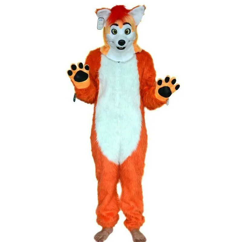 

Mouth Move Fox Dog Mascot Costume Husky Fursuits Cospiay Animal Mask Christmas@ High Quality Cartoon Character Unisex Clothing