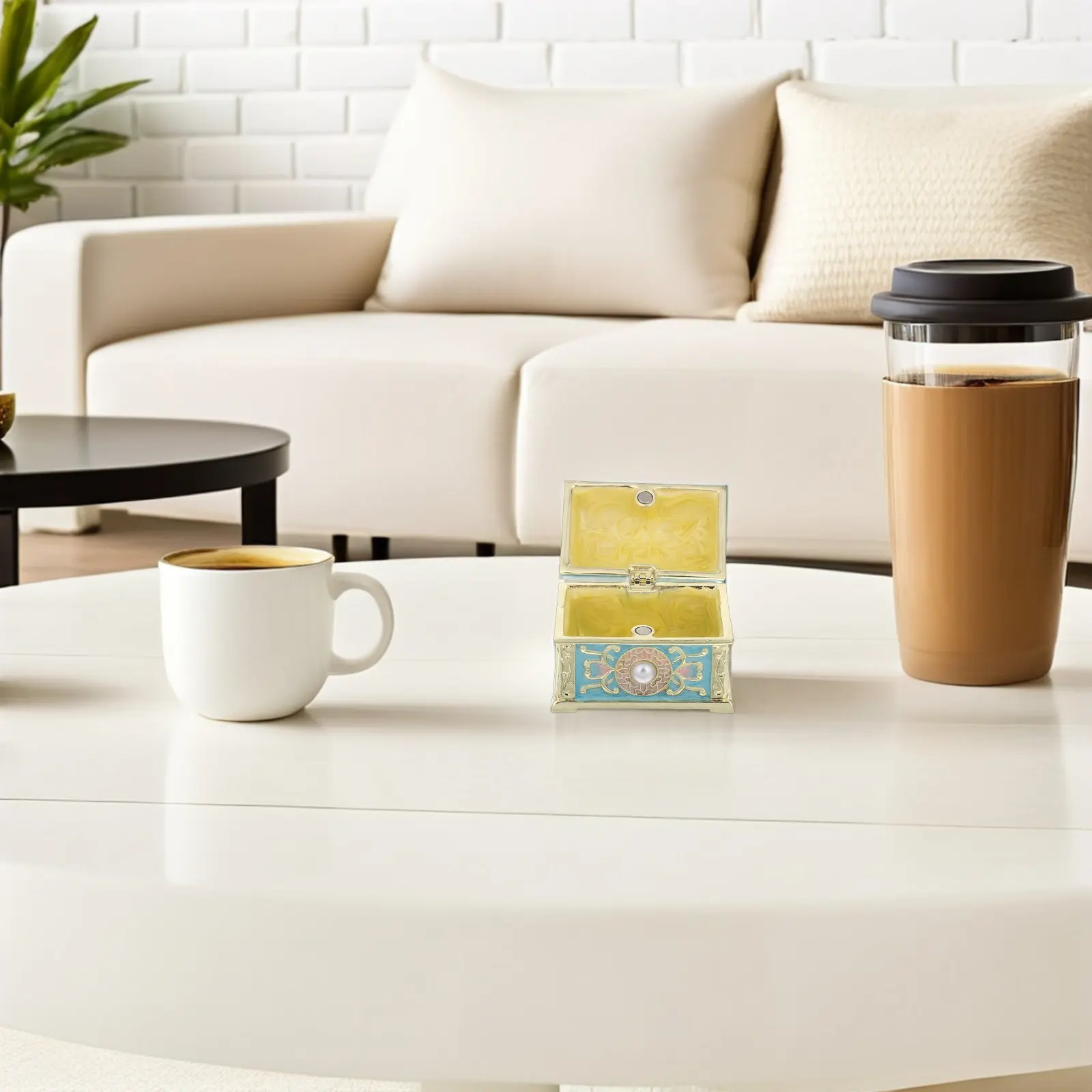 

Enamel Treasure Chest Mini Decorative Jewelry Box Vintage Metal Trinket Storage Container Women Jewelry Organizer