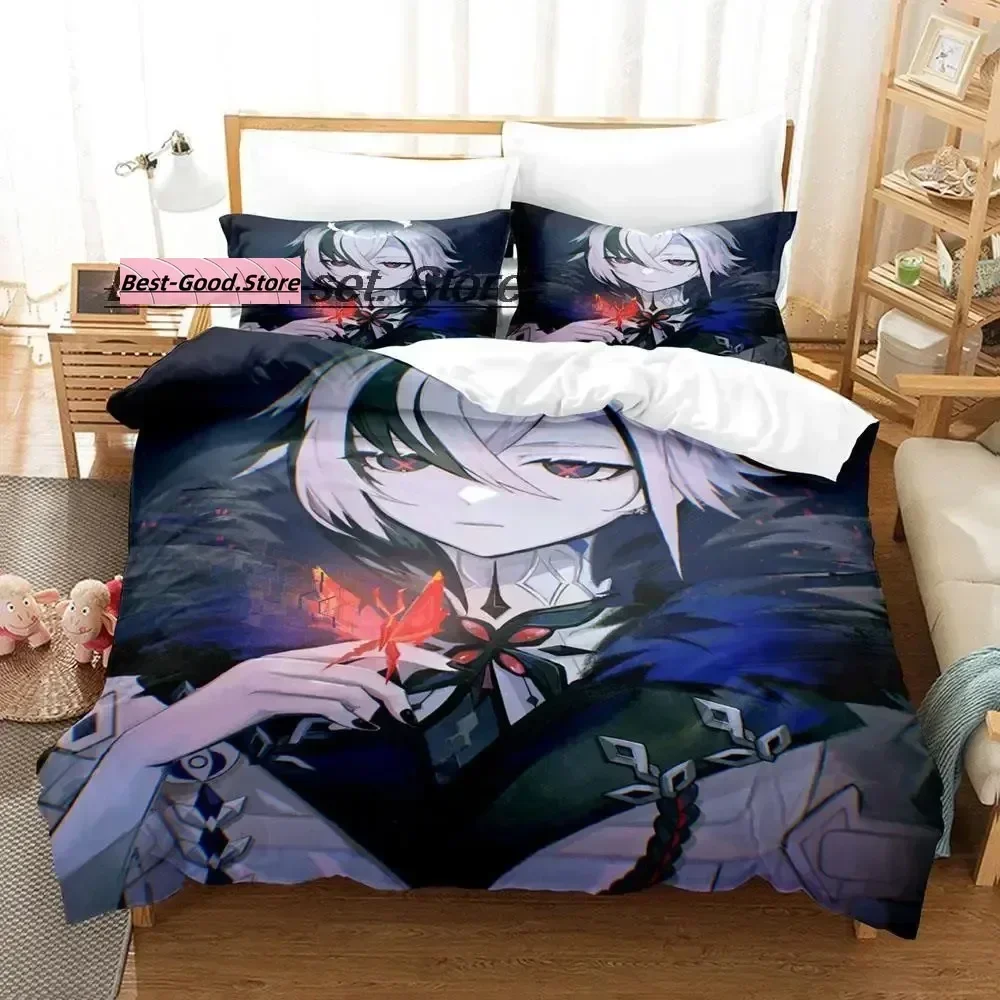 

Genshin Impact Arlecchino Bedding Set Duvet Cover Sheet Printed Bed Set Pillowcase Bed Full Queen King Size Comforter Bedroom