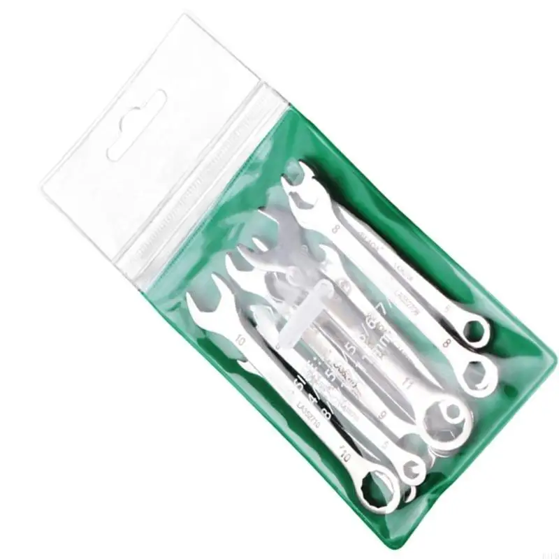 

E1PD 8/10 Piece Compact Double Open End Wrench Set Rusts Resistant Steel Mini Spanner Tools for Various Applications