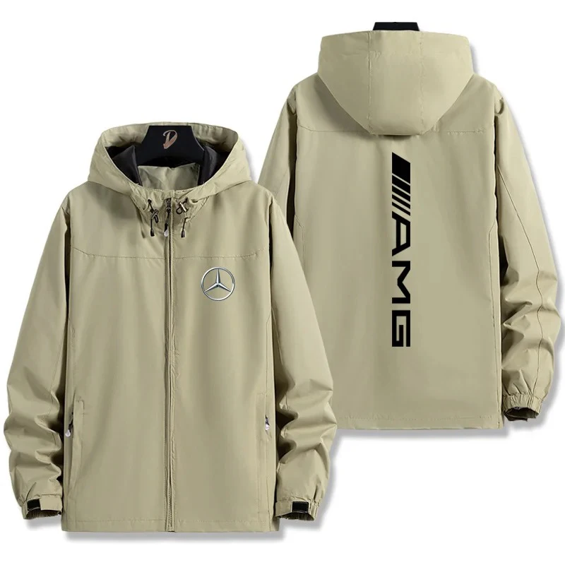 سترة رجالية للربيع والخريف بلون سادة مقاومة للرياح ومقاومة للماء للمشي لمسافات طويلة بطبقة واحدة سترة واقية من الرياح