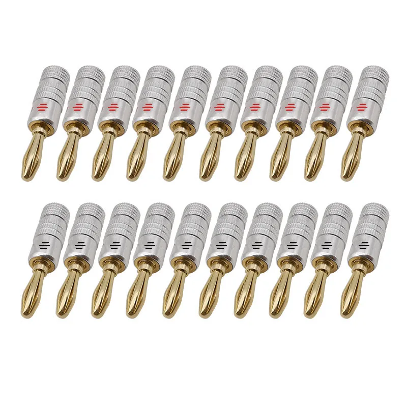 20 sztuk 4mm głośnik Audio wtyczka bananowa s kabel przewód przyłączeniowy śruba blokująca 4mm wtyczka bananowa złącza męskie do głośników Audio Jack