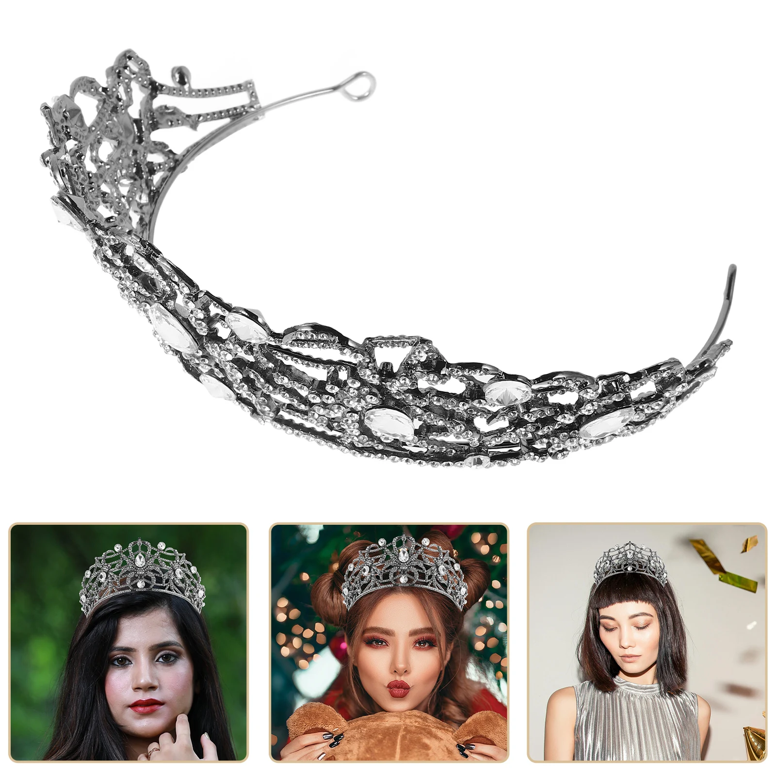 

Crown Bridal Tiara Costume Jewelry for Women Tiaras Bride Accessory Personality Hair Accessories Silver Halloween