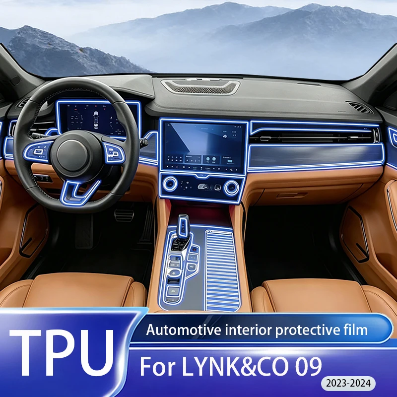 Fit for LYNK&CO 09 2023-2024 Clear TPU PPF GPS LCD Navigation Screen Dashboard Center Console Protective Film Kit