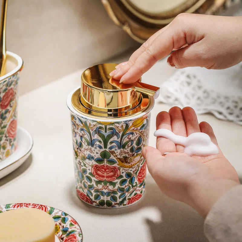 Ceramic toiletries set household couple mouthwash cup toothbrush cup combination tray mousse sparkling bottle bathroom set