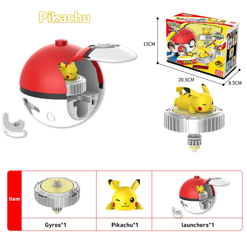 Pokemon Top Pokeball Rotary Gyro Launcher Anime Figure Squirtle Pikachu Mew Eevee Charmander Kids Gyroscope Toys Birthday Gifts