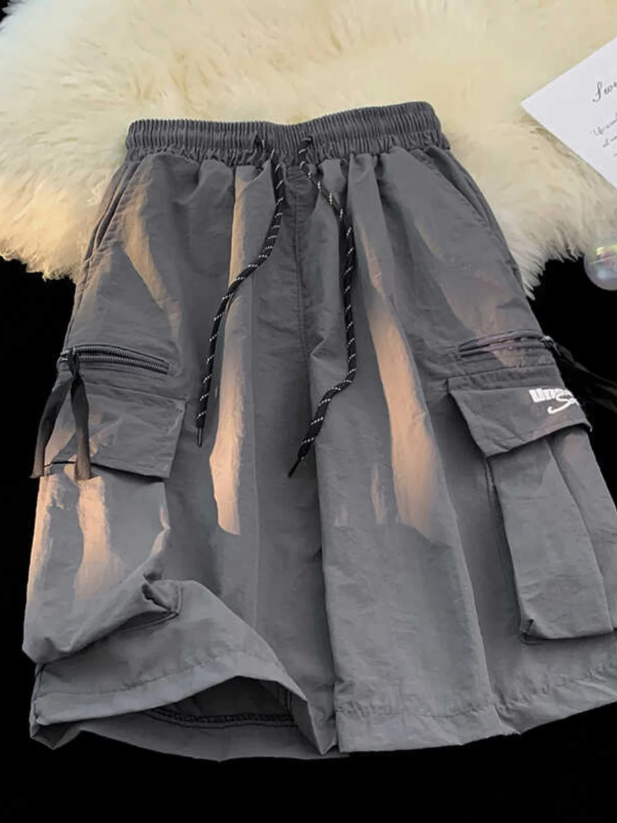 

Ice Silk Qui Dry Workwear orts Men's Summer 2024 New Sle Loose Fit Casual Pants Design Sensation Loose Mid-Pants