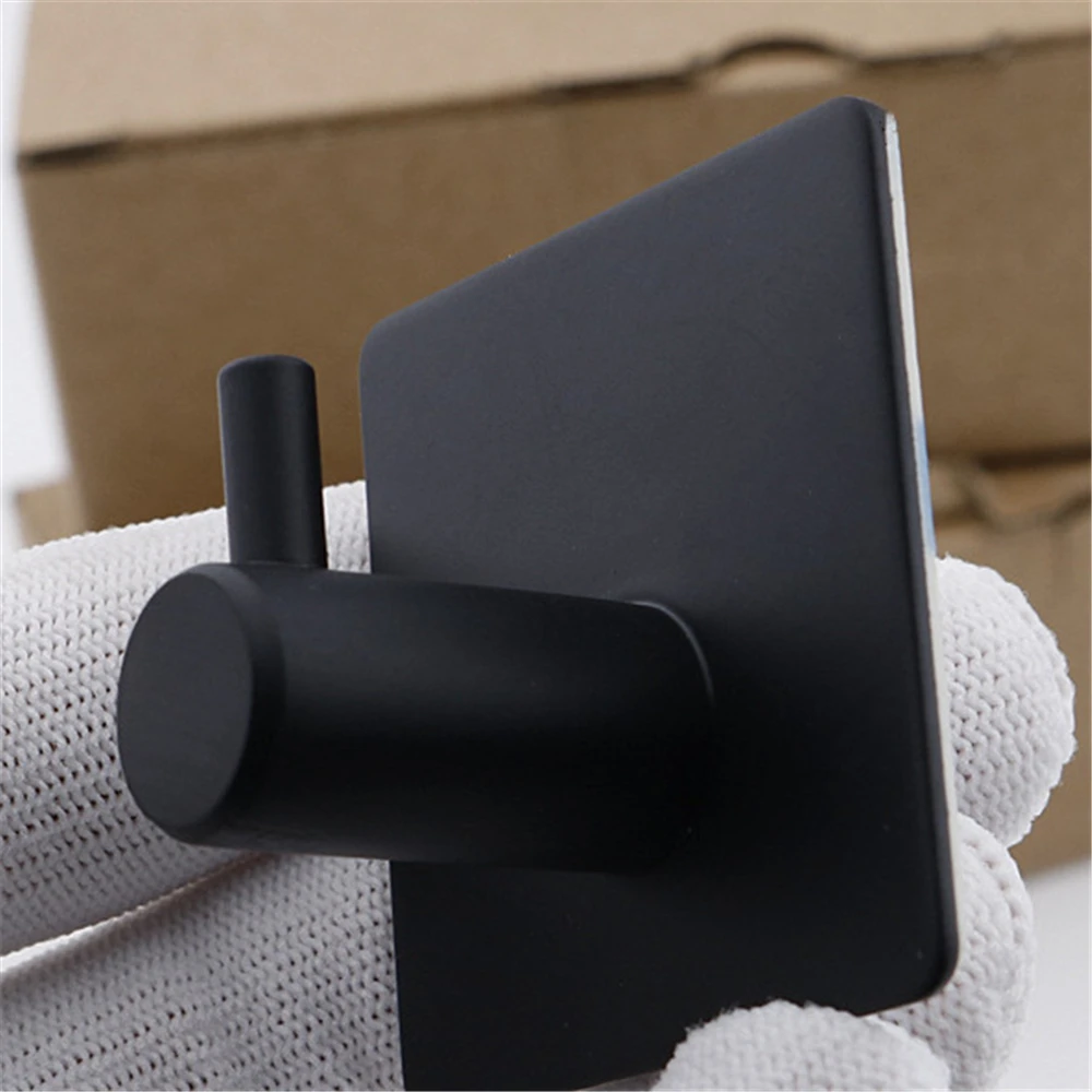 3/1PCS Robe Hooks Self Adhesive Wall Hook Bathroom Towel Clothes Handbag Key Hanger Hook Home Storage Hook Black Golden Silver