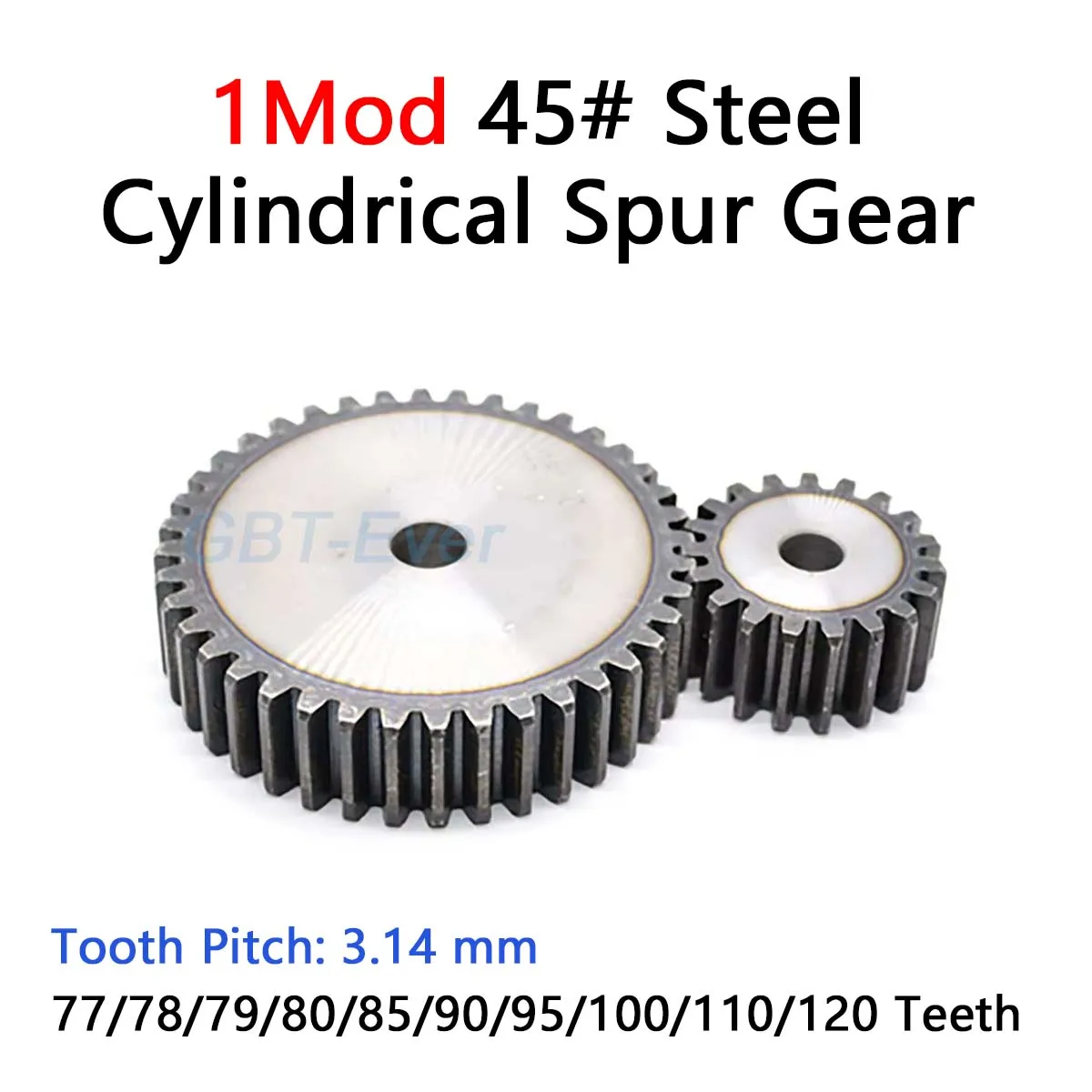 

1Pcs 1Mod Cylindrical Spur Gear 77-120T Tooth 45# Steel Transmission Gear 1M 77/78/79/80/85/90/95/100/110/120 Teeth Metal Pinion