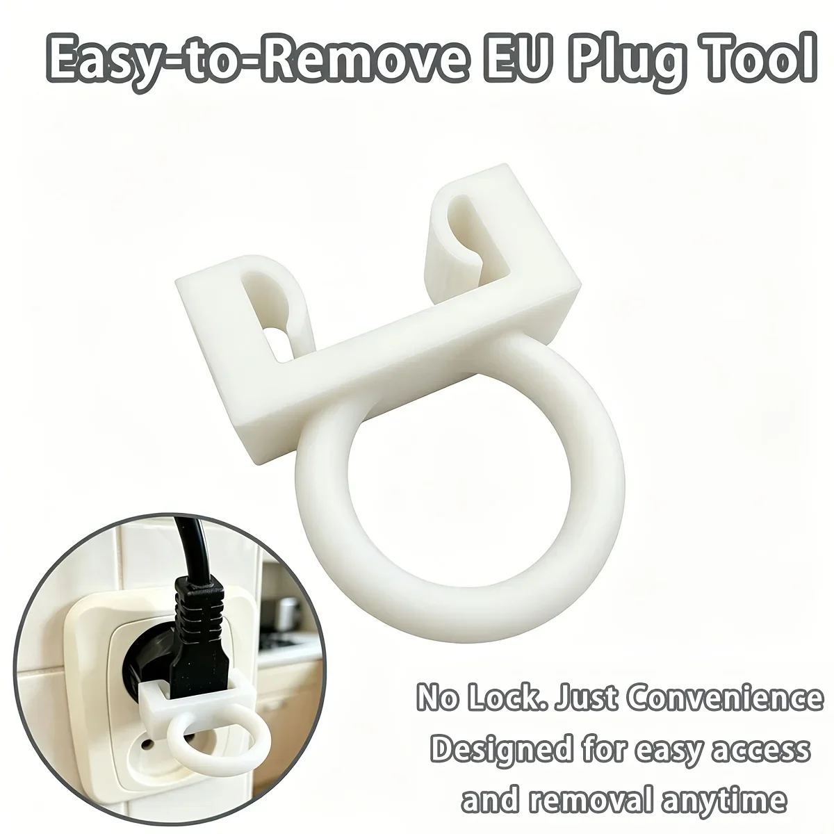 Plug Auxiliary Removal Tool, Easy-Grip Lever for European E/F Type Power Plug, Reusable Plug Pulling Accessory