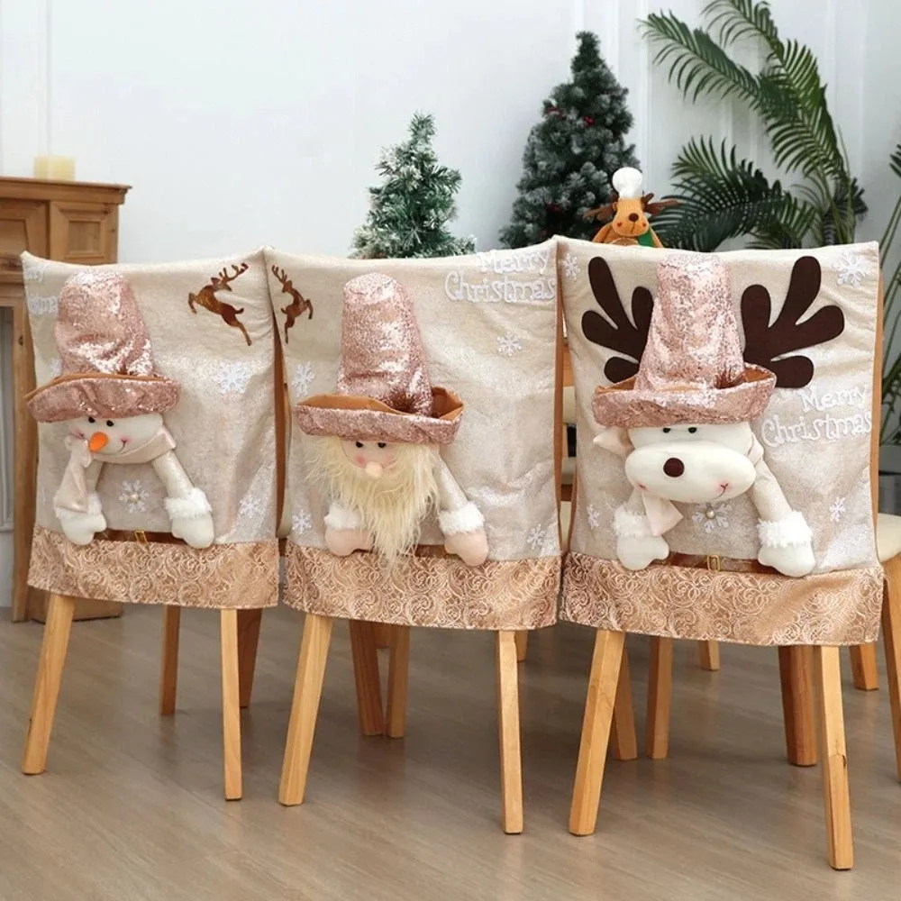 الكرتون عيد الميلاد غطاء كرسي تمتد للإزالة عيد الميلاد عشاء كرسي غطاء مقعد لينة الأرجواني مقعد حامي ديكور المنزل #2