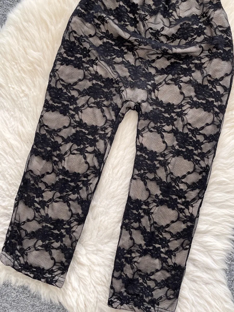 Foamlina-Body Sexy de encaje ajustado para mujer, novedad de verano, mono de media pantalón ajustado con cuello Halter adelgazante de encaje negro para chica