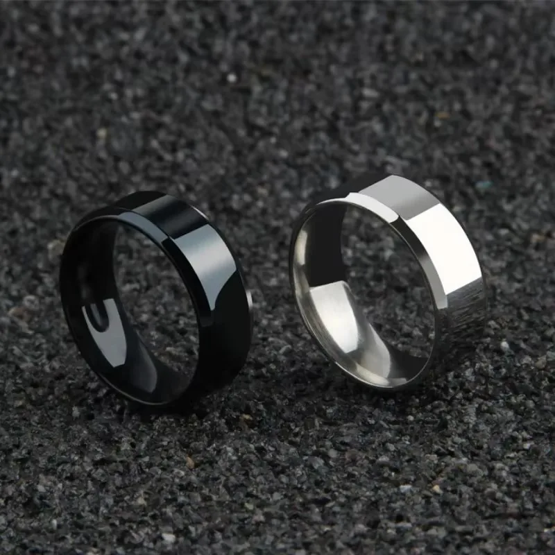 Mode Charme Schmuck Ring für Männer Frauen 8MM Edelstahl Schwarz Ringe Hochzeit Engagement Band Qualität Matte Männliche schmuck – Detail 4