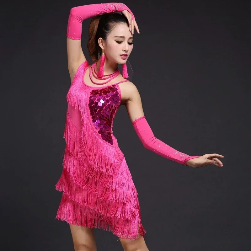 

Girls Dance Dress Outfits Cha Cha Dress Kids Tango Skirt Carnival Wear Dancewear Latin Salsa Costumes Tassel Dancing Dress