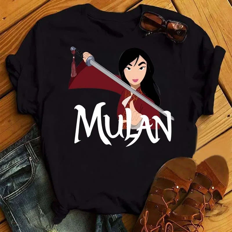 Mulan Princess Cute Graphic Printed Women T-shirt New Cartoon Disney Female Top T Shirt Short Sleeved O-Neck Female Clothes