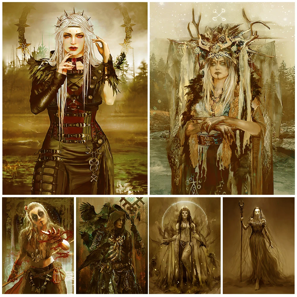 Dark Vampire Fantasy Art Poster And Print Wandering Shaman Wizard Wall Art Canvas Painting For Living Room Decoration Unframed