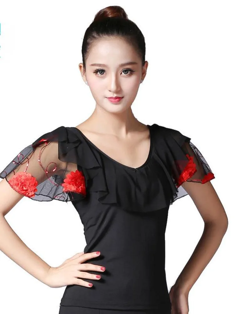 Ballroom Dance Costume Blouses Ladies Modern Standard Tops Latin Flamenco Tango Waltz Latin Salsa Dancewear Tops