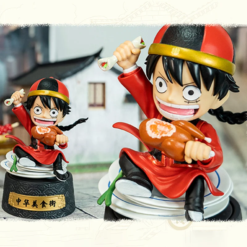 Genuine Anime One Piece China Food Street Series Seal Mystery Blind Box Figures Monkey D Luffy Roronoa Zoro Model Ornament Gift