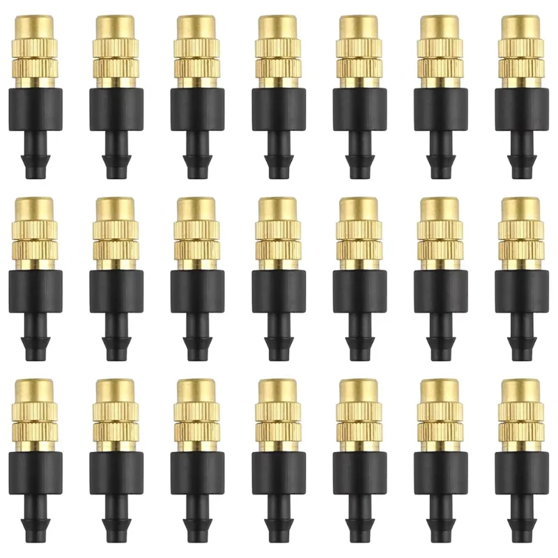 10pcs 4/7PVC Outdoor Misting Cooling System Garden Irrigation Watering 1/4'' Brass Atomizer Adjustable Garden Micro Sprinklers