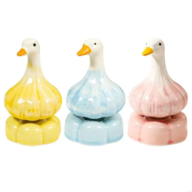 Ceramic Rotating Duck Sculpture for Home Decors Desktop Ornament Garlic Duck Statues Figurines Fidgety Toy Collectible Gift Y5GB