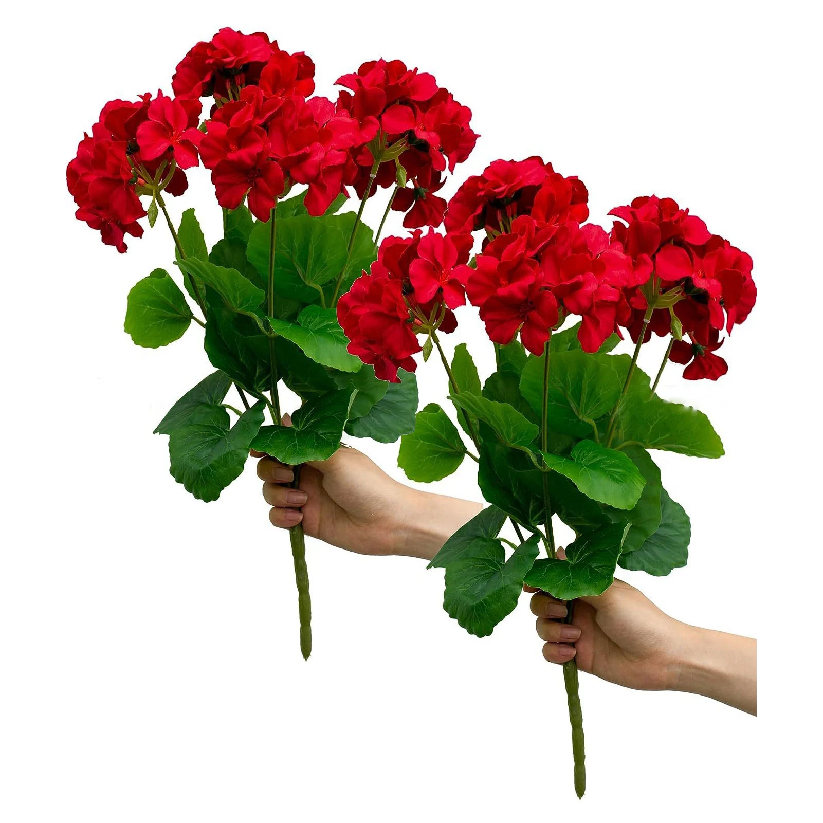 2pcs Artificial Geraniums Silk Flowers Outdoor Decoration UV Resistant Garden Simulation Plants Bush