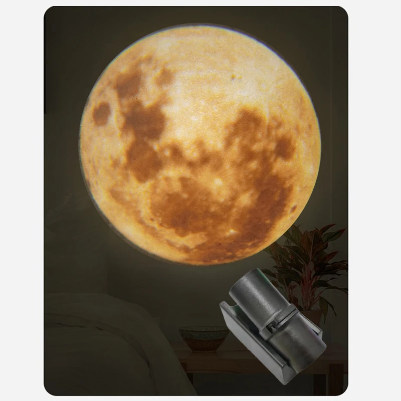 LED Moon Projector Lamp Adjustable Rotatable Atmosphere Night Light for Home Bedroom Decorative Wall Projection Lamp