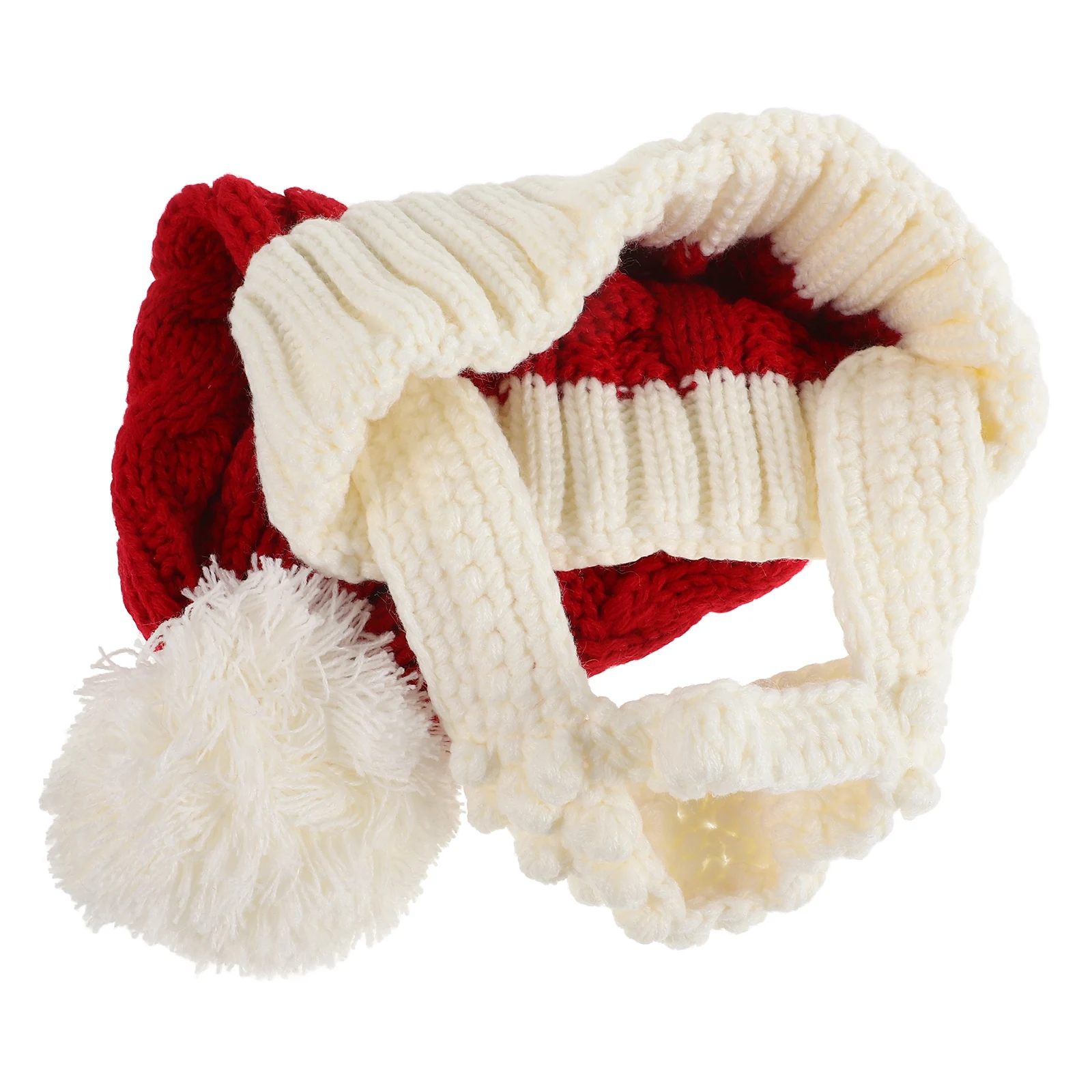 

Festive Knitted Santa Hat Christmas Party Beanie Unisex Adult Woolen Cap Warm Winter Headwear Handmade Holiday Decoration Hat