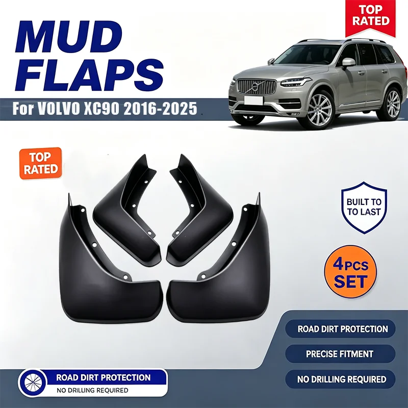 For VOLVO XC90 2016-2025 4PCS Mud Flaps Splash Guards Front Rear Wheel Fender Mudguards Car Exterior Protection Accessories