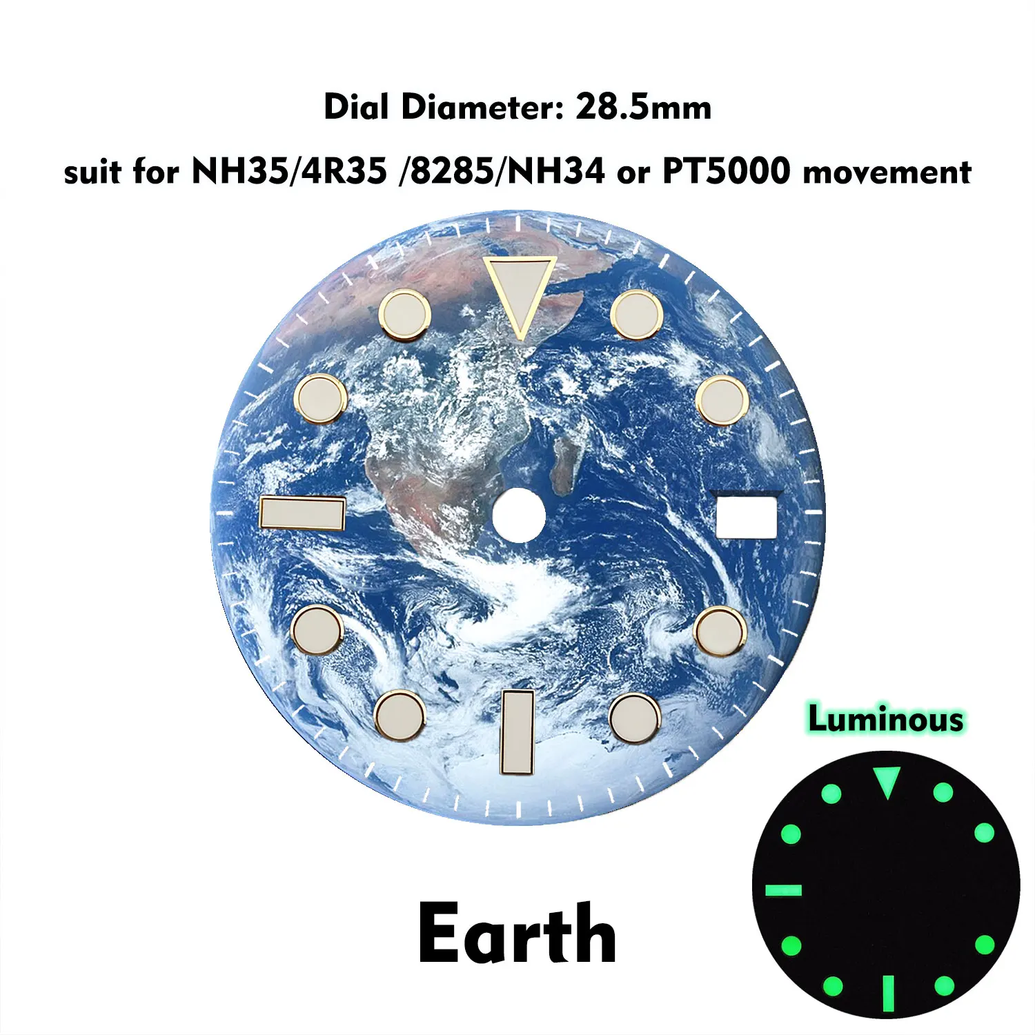 28.5MM Watch dial suit for NH35/4R35 /8285/NH34 or PT5000 movement Luminous Planet series Color print Creative dial Customizable