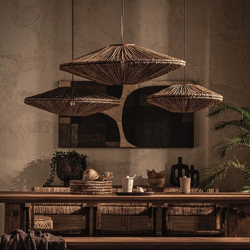 Japanese dining chandelier B & B living room bedroom bar light retro hemp rope Chinese zen tea  chandelier