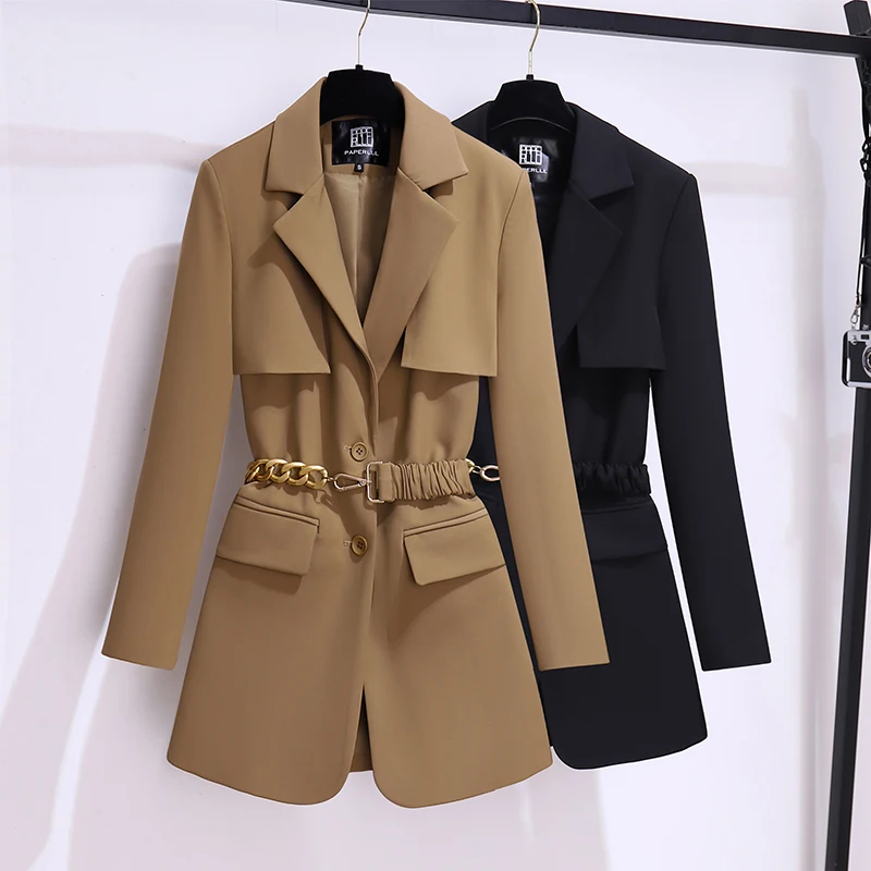 

Fashion Trench Coat Women Spring Autumn Windbreaker Jacket Coat Female Black Khaki Belt Vintage Feminino Party Blazer Outerwear