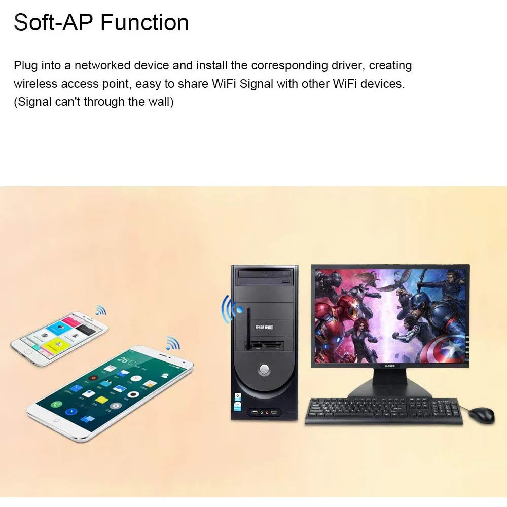 150Mbps RTL8188 USB صغير واي فاي محول 2.4 جيجا هرتز بطاقة الشبكة اللاسلكية 802.11 b /g/n استقبال واي فاي LAN دونغل لمجموعة صندوق علوي