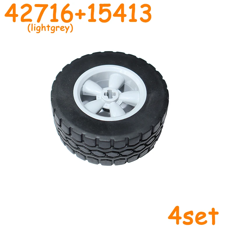 56145 42716 55978 15413 70695 Tire Wheel Cross Hole Set Car Truck Wheels Hub Technical Bricks MOC Motorcycle Building Blocks
