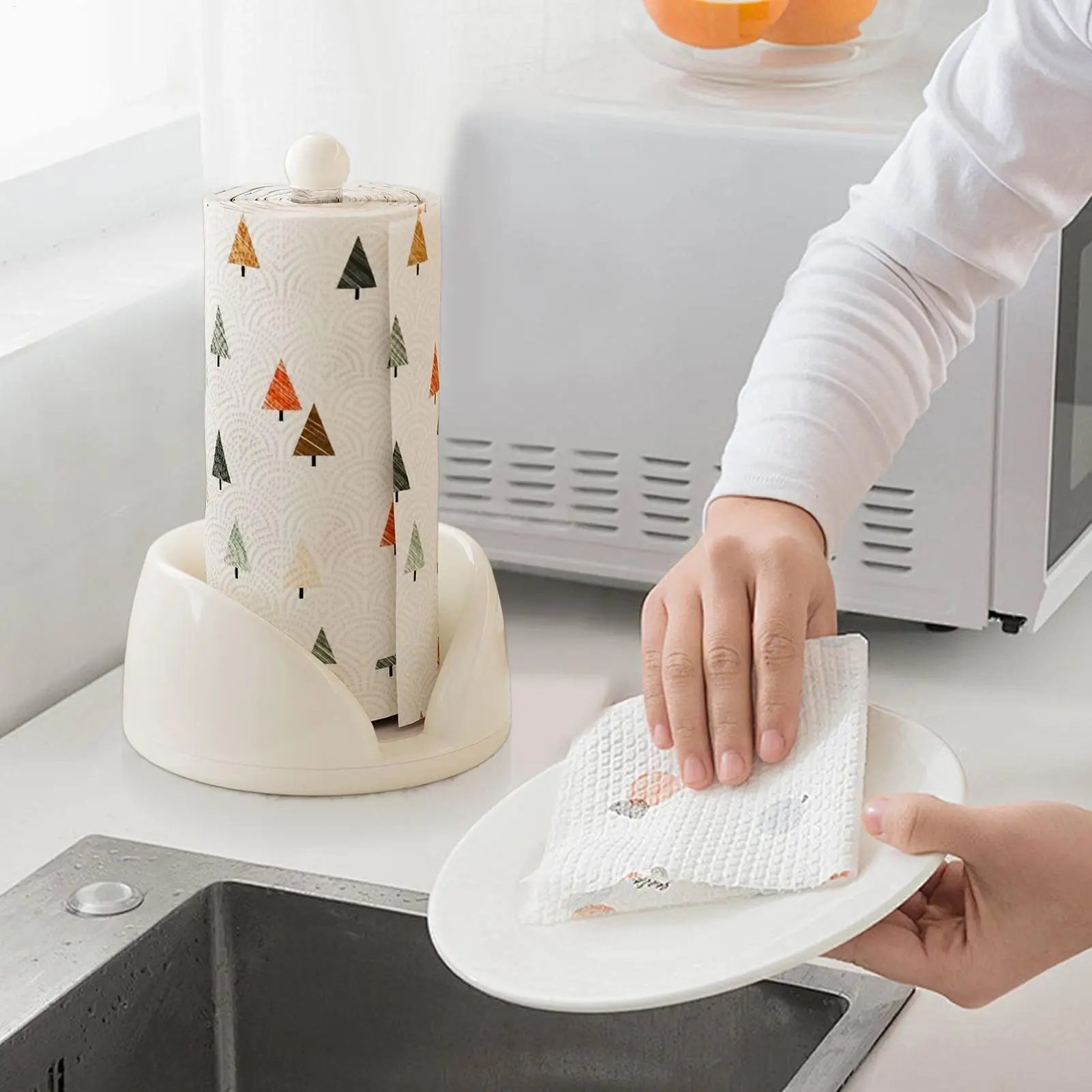 

Paper Towel Stand Multi-functional Stainless Steel Rotating Home Supplies Kitchen Countertop Organizer For Home Apartment