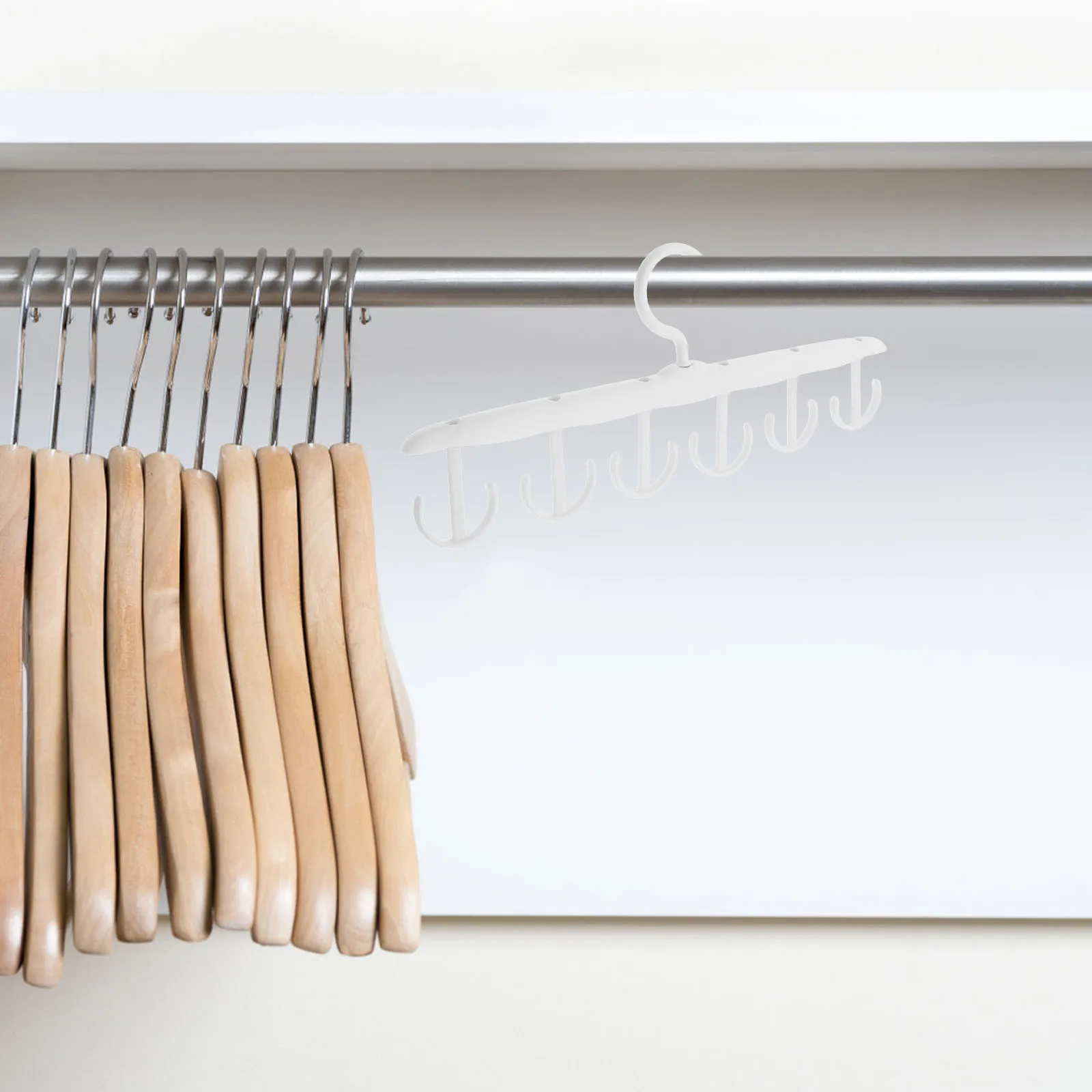 

10pcs Rotating Hat Hanger 12 Hook Coat Hanger Rotatable Purse Hooks Hanging Backpack Bag Holder Closet Organizer White