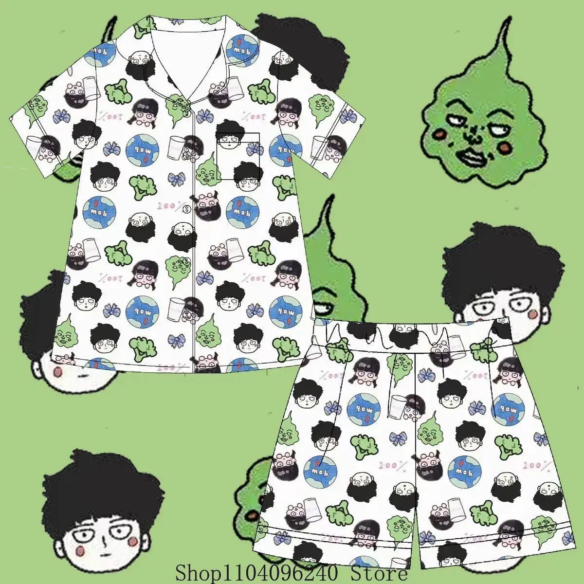 

Anime Game Mob Psycho 100 Dimple Cosplay Costume Summer Pajamas T-shirt Shorts Home Dress Men Woman Mascot Student Fans Gift