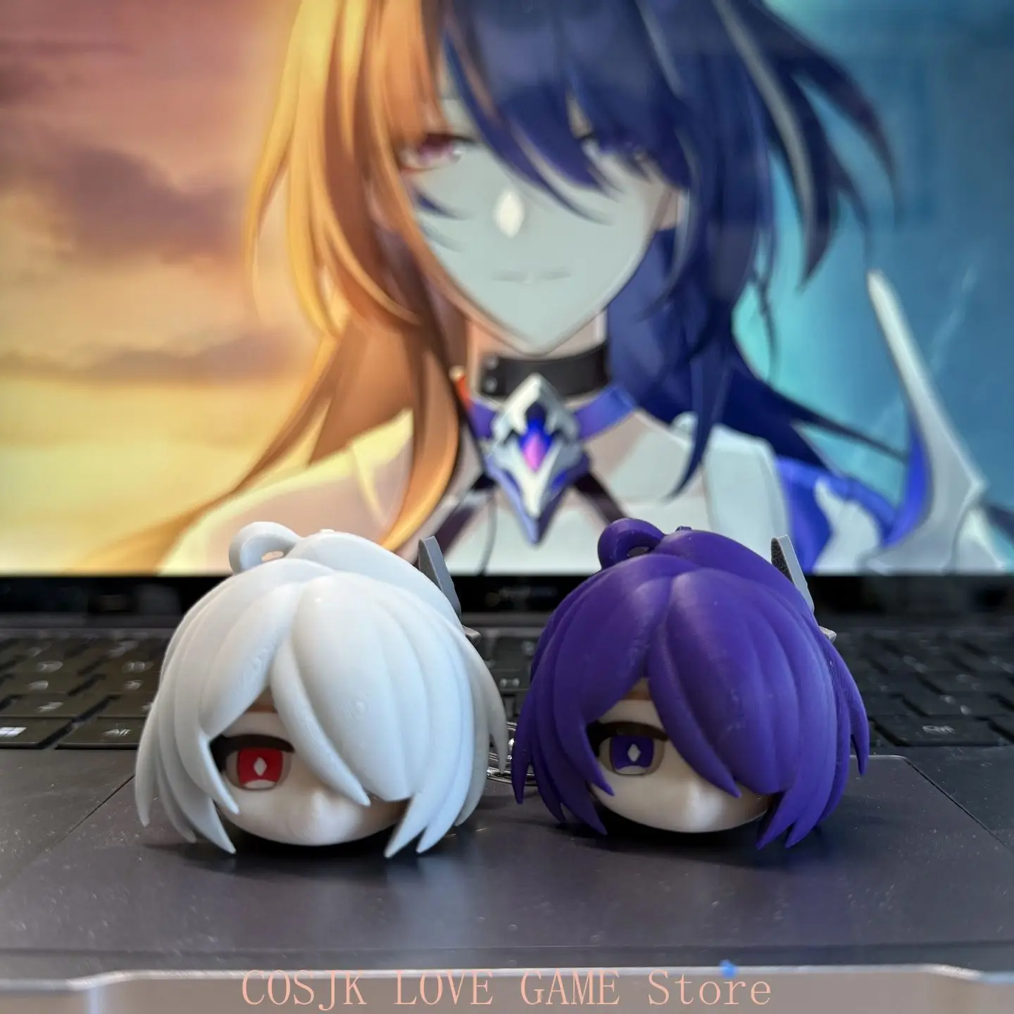 

Anime Acheron Honkai：Star Rail Q Version Cosplay Bag Key Chain Pendant Keychains Halloween Mascot 3D printing Desktop Ornament