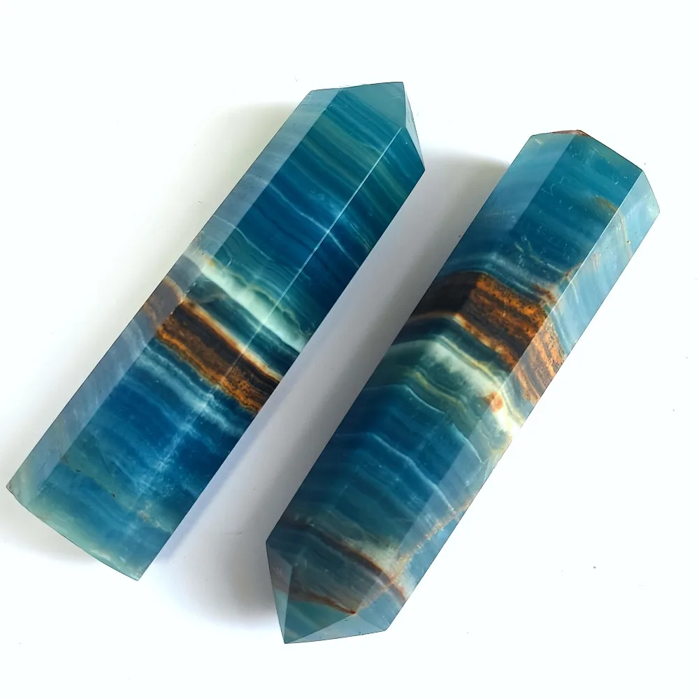 1 Stück blauer Onyx Lemurian Calcit Obelisk Kristallturm großer polierter Naturstein für Heimdekoration Hochzeitsdekoration Stein