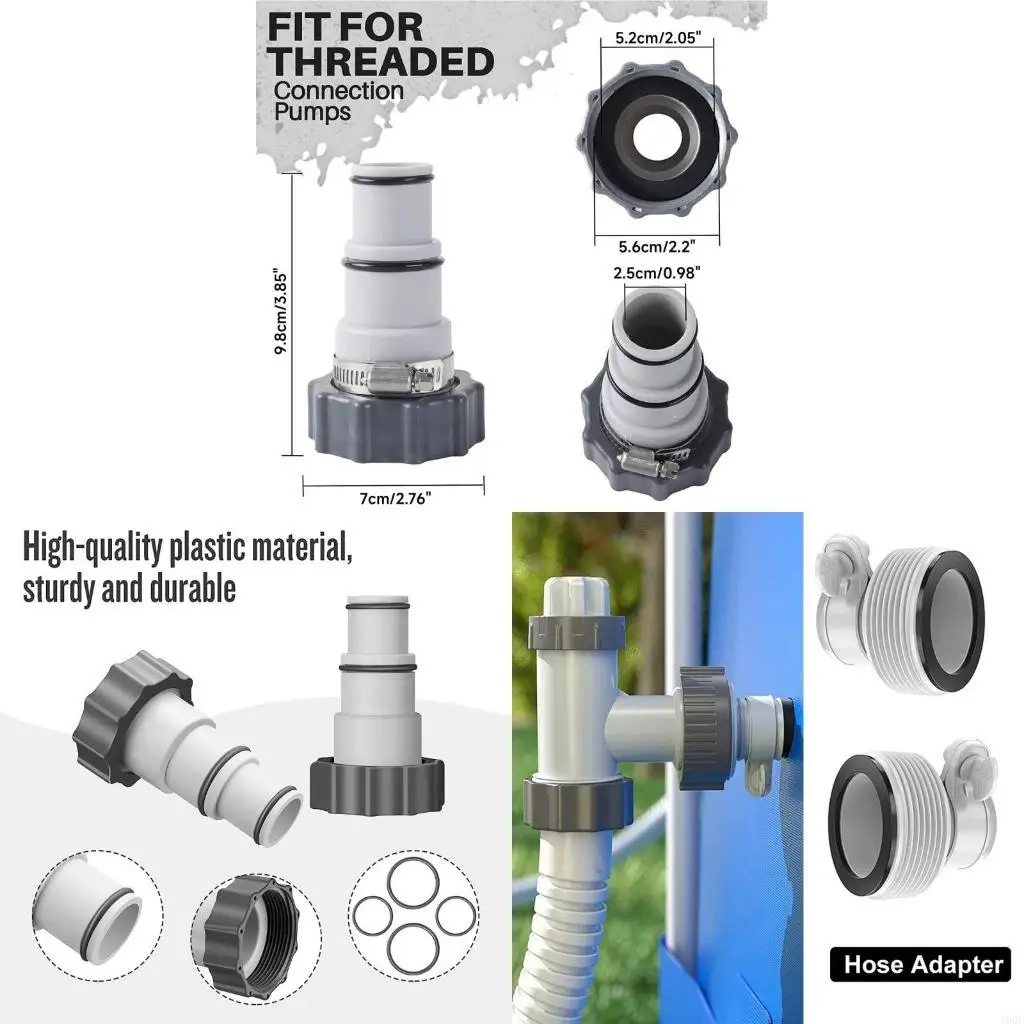 19QE Professional Hose Adapter for Intex Fit ARU Threaded Connection Pumps Plunger Swimming Pool Drain Part Accessories